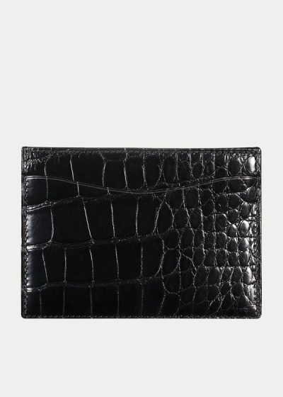 Porta Tarjetas Ralph Lauren Hombre Negros - Alligator - FQYSM7483